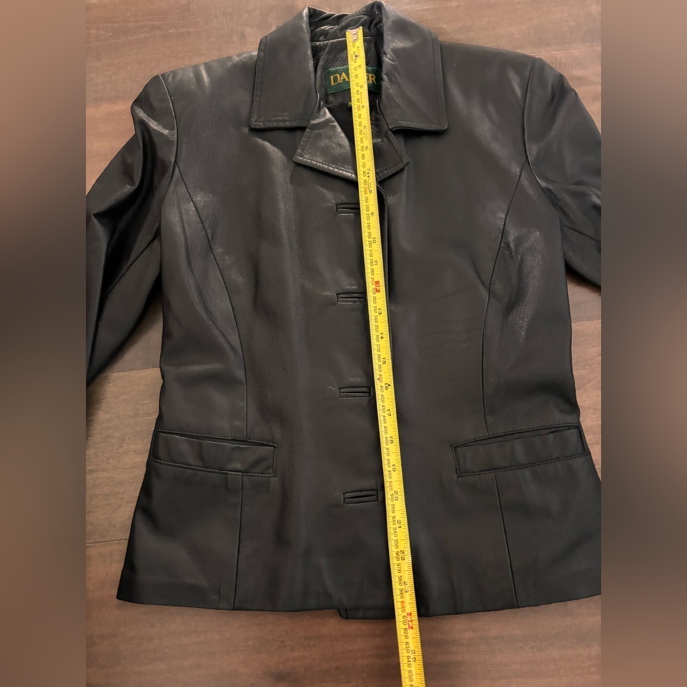 Danier Black Leather Jacket Fitted Blazer Style - Picture 12 of 14